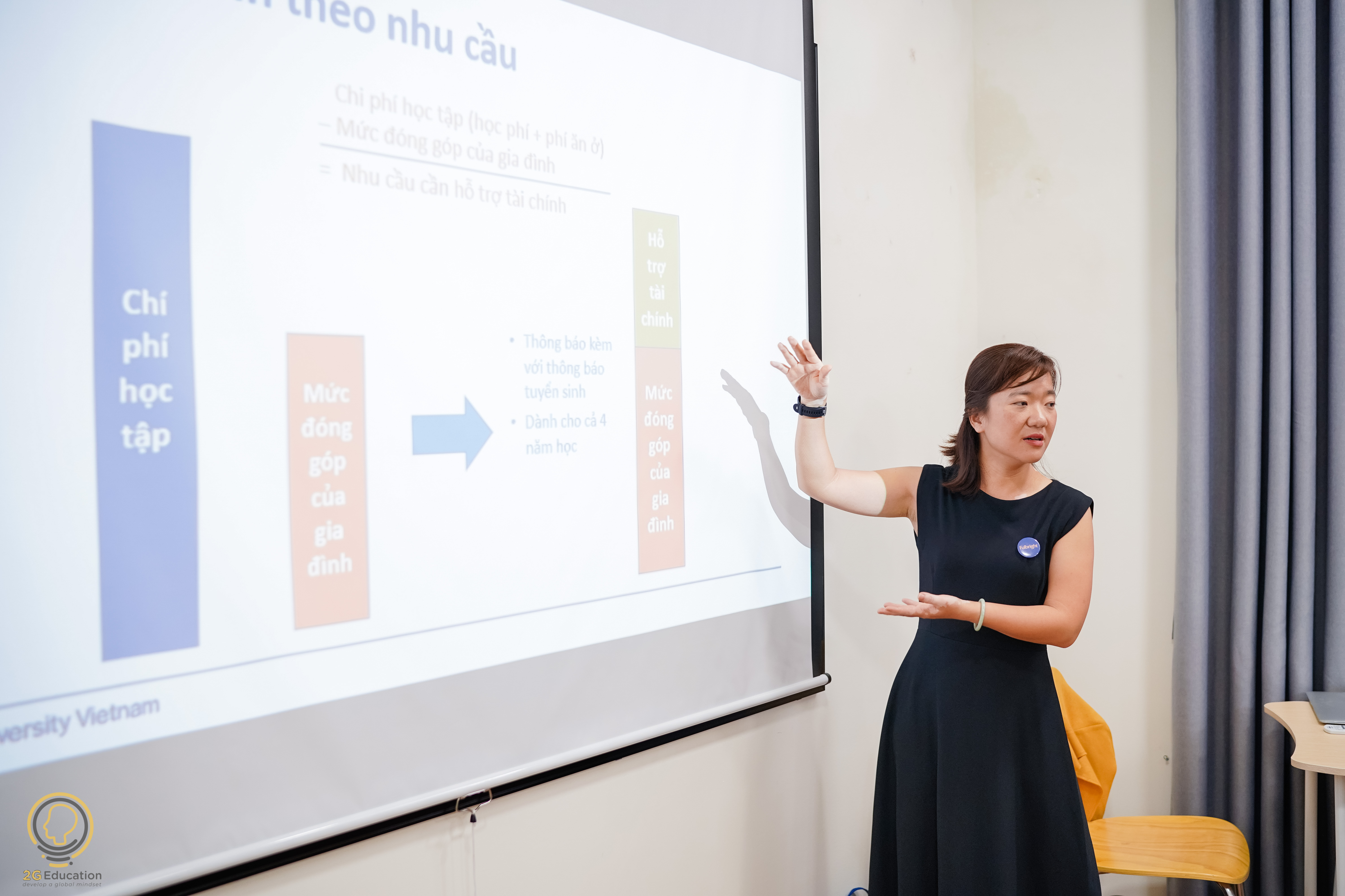 Bà Lê Thị Quỳnh Trâm, Thạc sĩ Quản trị công tại ĐH Havard, hiện đang là Giám đốc tuyển sinh tại FUV